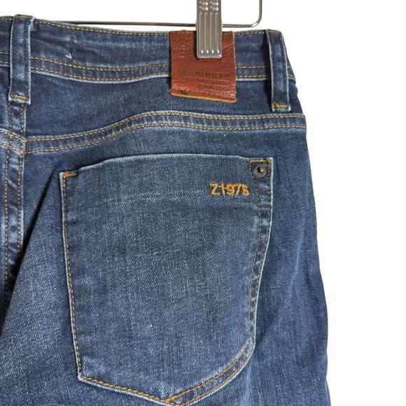 Zara Basic Chewed Raw Hem Mid Rise Zip Pocket Skinny Jeans Size 4 - Picture 7 of 9